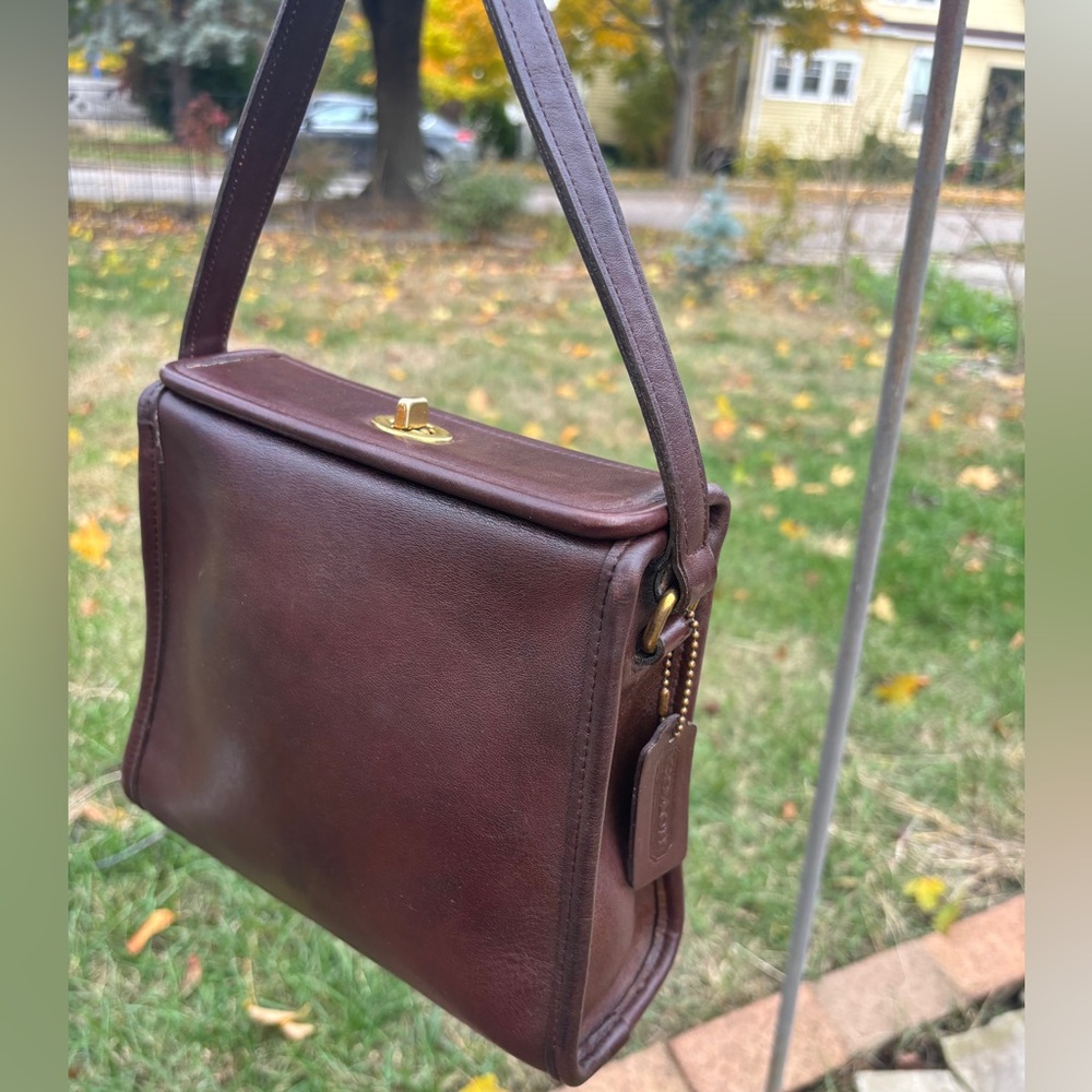 Vintage Coach Geometric Bag 9043 Handbag Purse Glove-Tanned Leather Brown